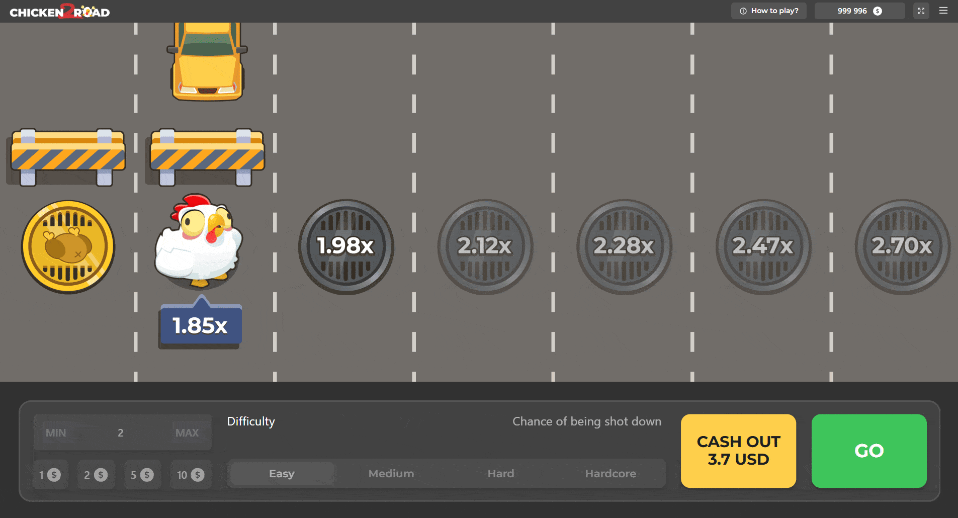 Animazione Chicken Road - Gameplay in azione